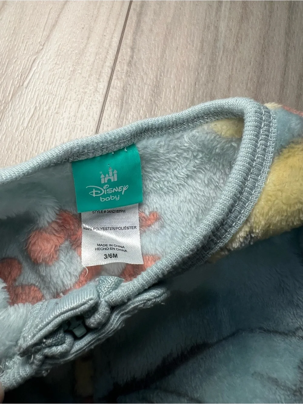 Disney Light Blue Winnie the Pooh Fleece Footie One-Piece